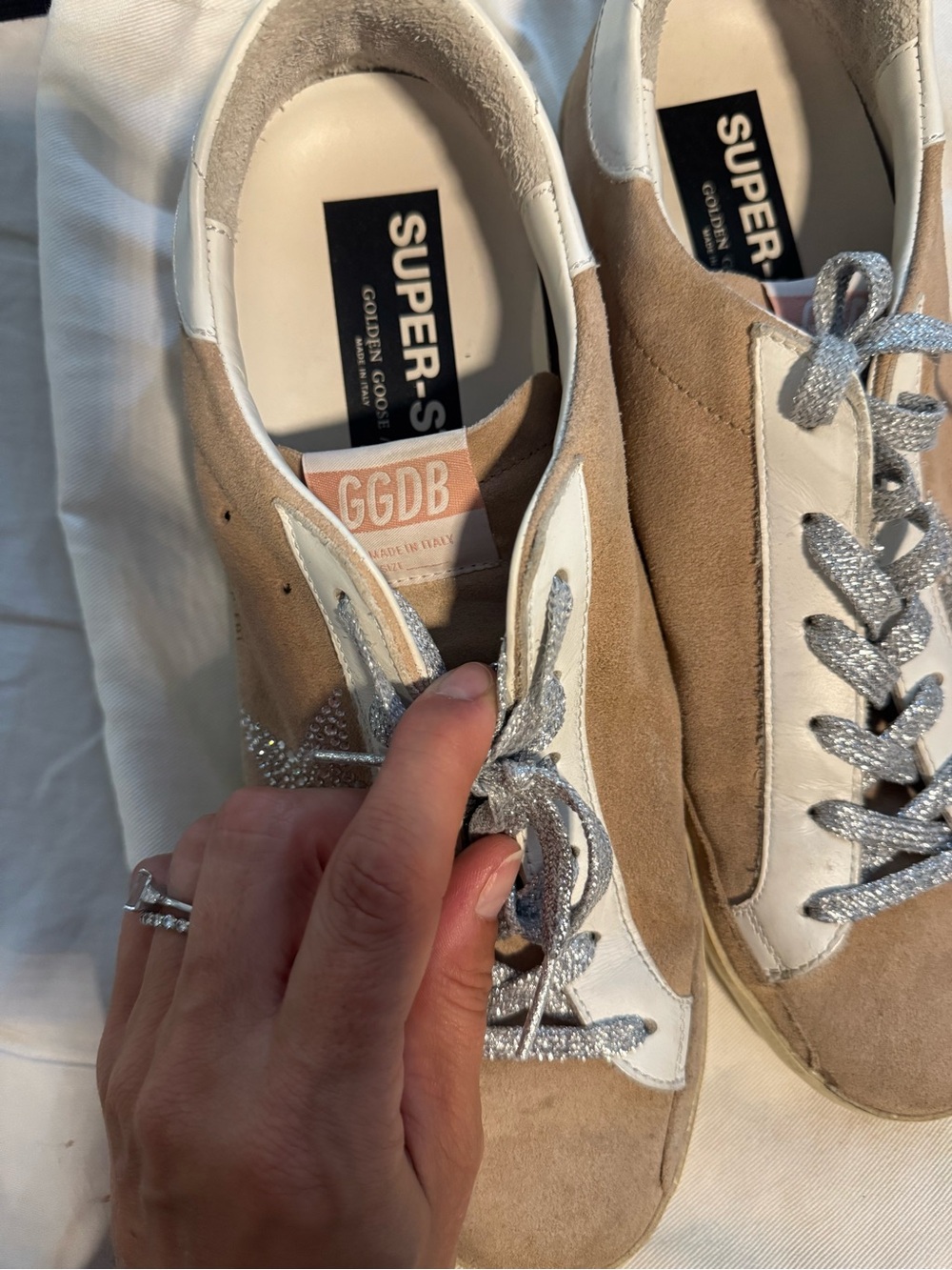 Golden Goose Superstar Suede with Crystal Leather Low-Top Sneakers - Picture 3 of 10